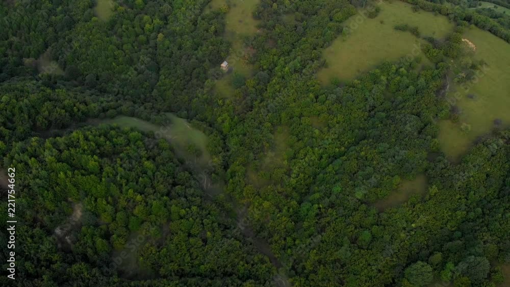 Flying Over The Countryside and Forest Wonderful Video Drone