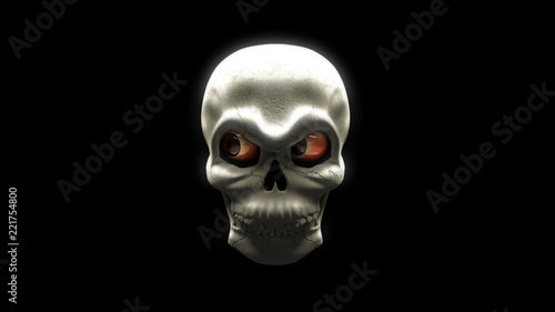 3d render skull with vampire's eyes halloween.