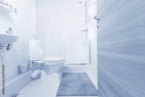 Out of focus bathroom. blue tone