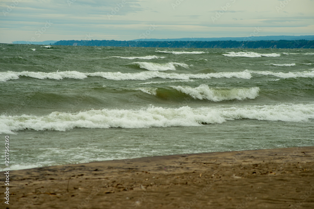 Waves crashing on the shore of Lake Erie Waves crashing on the shore of Lake Erie