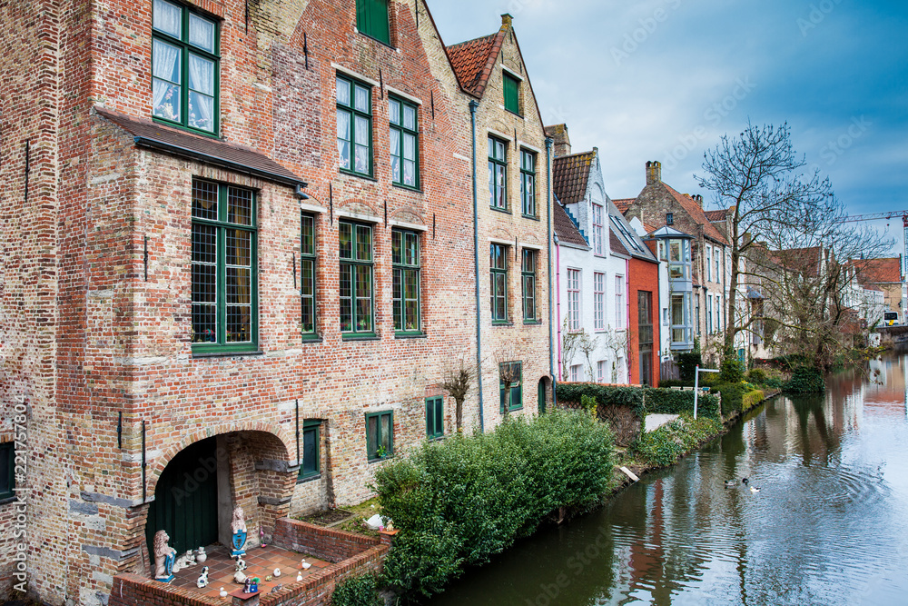 Canals of the historical and beautiful Bruges town in Belgium