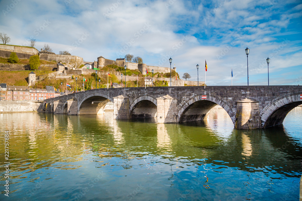 Historic town of Namur with Old Bridge and river Meuse, Wallonia, Belgium