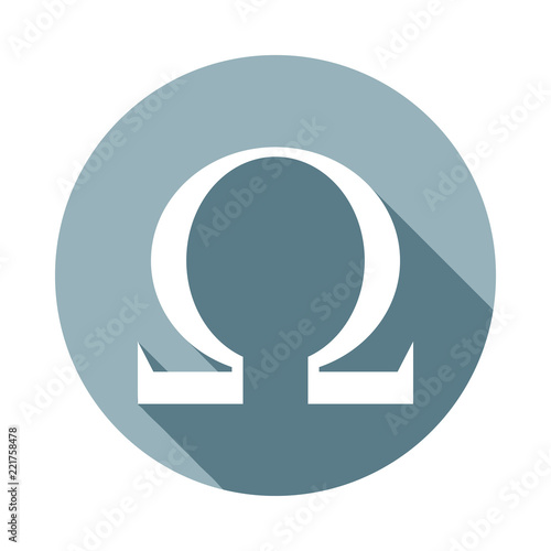 Omega sign icon in Flat long shadow style. One of web collection icon can be used for UI, UX