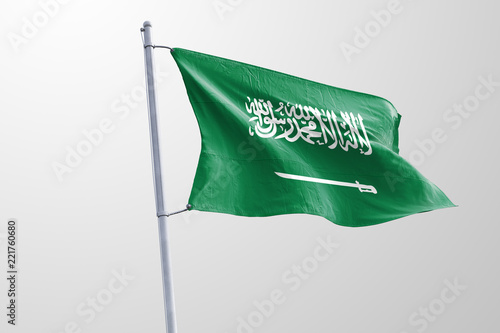 Isolated Saudi Arabia Flag waving 3d Realistic Saudi Arabian Flag Rendered