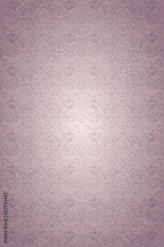 pink vintage background , royal with classic Baroque pattern, Rococo with darkened edges background(card, invitation, banner). vertical format