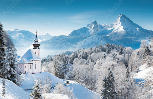 Church of Maria Gern with Watzmann in winter, Berchtesgadener Land, Bavaria, Germany © JFL Photography