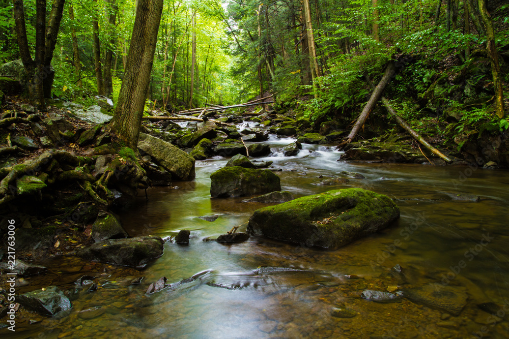 Long Exposure Waterfall Photography, Fresh Mountain Stream Moving Water Long Exposure Waterfall Photography, Fresh Mountain Stream Moving Water