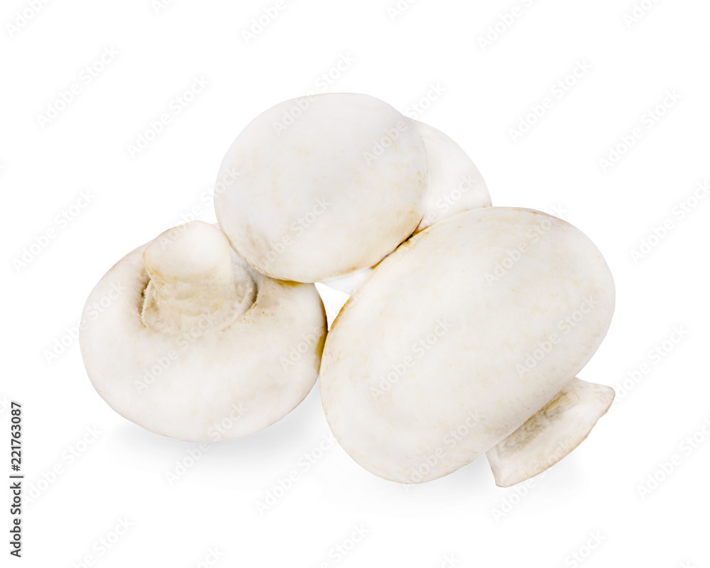 Fototapeta premium Fresh Champignons Mushroom on a white background. Clipping Path