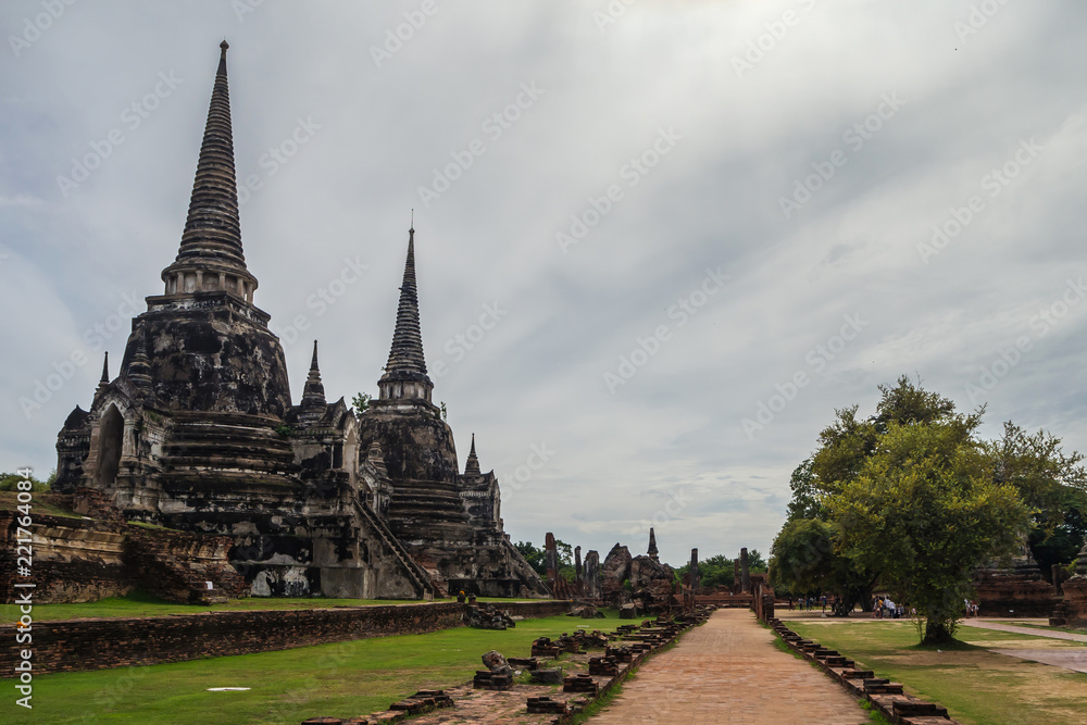 Obraz premium Wat Phra Si Sanphet , Ayutthaya Thailand - ancient city and historical place