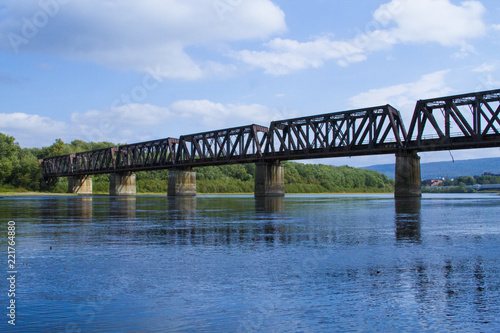 Railroad Tresstle Spanning Mighty River In United States