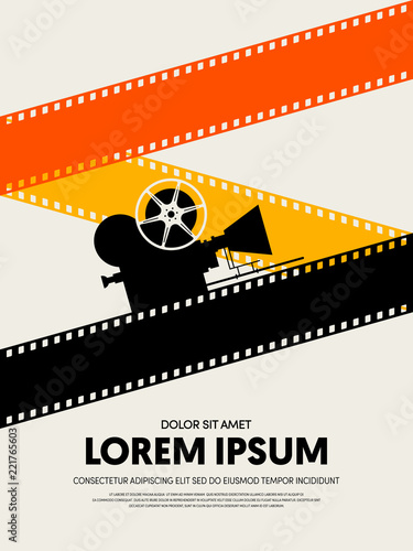 Movie and film festival poster template design modern retro vintage style