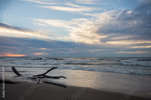 Sunrise at Bradford Beach on Lake Michigan in Milwaukee, Wisconsin