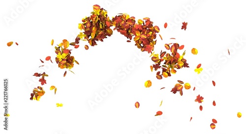 Autumn leaves isolated on white background 3D illustration