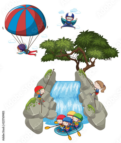 Doodle people and extreme outdoor activities