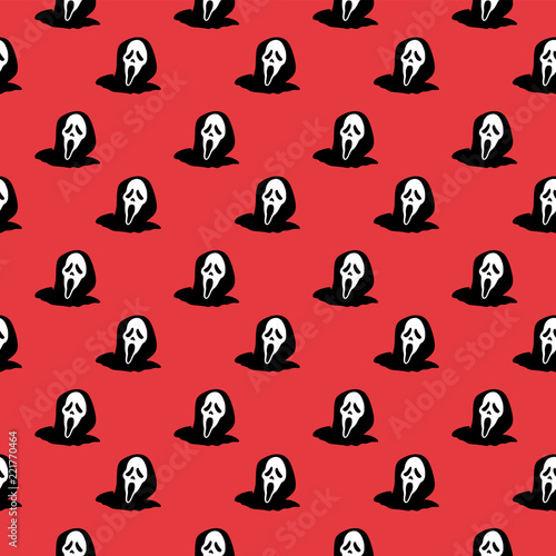 Spooky halloween ghost seamless pattern with silhouette horror creature trendy background. Vector illustration ready for cute children fashion print and wrapping.