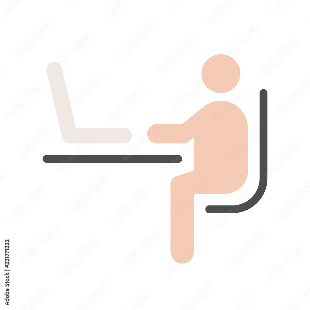human pictogram sitting on chair searching data on laptop computer human pictogram sitting on chair searching data on laptop computer