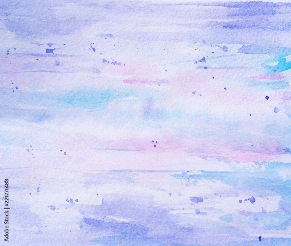 Arctic Winter Watercolor Abstraction as Background, Delicate Colors. Hand Drawn and Painted