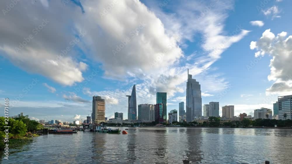 Timelapse landscape sunny day clear sky of Ho Chi Minh city or Sai Gon. Royalty high quality free stock footage time lapse of Ho Chi Minh City in clouds sky. Timelapse or time lapse is fast video Timelapse landscape sunny day clear sky of Ho Chi Minh city or Sai Gon. Royalty high quality free stock footage time lapse of Ho Chi Minh City in clouds sky. Timelapse or time lapse is fast video