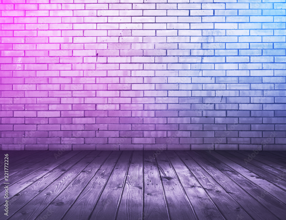 bricks room with neon lights