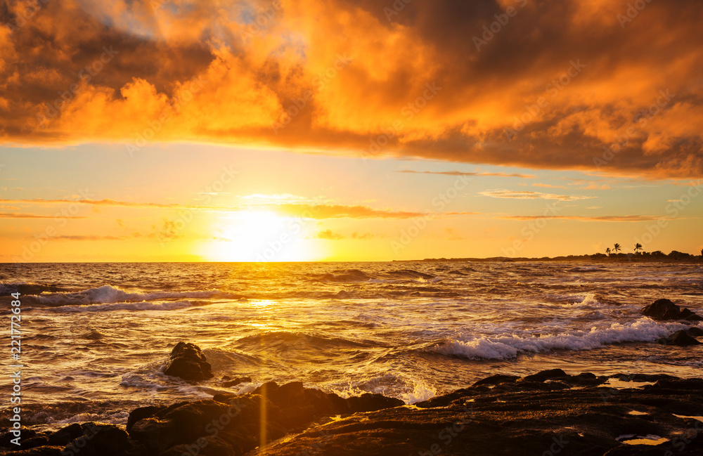 Hawaiian beach at sunrise