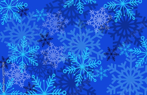 beautiful SNOWFLAKE multilayered background in blues