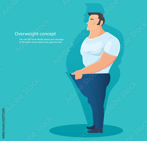 concept of overweight character , belly fat vector illustration