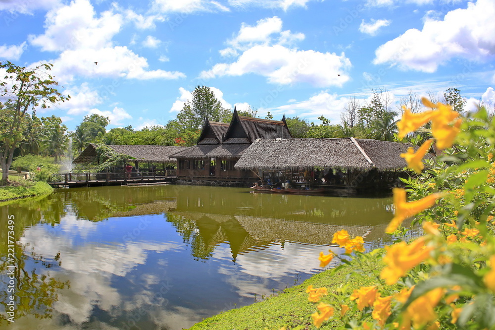 Thai style house with garden.