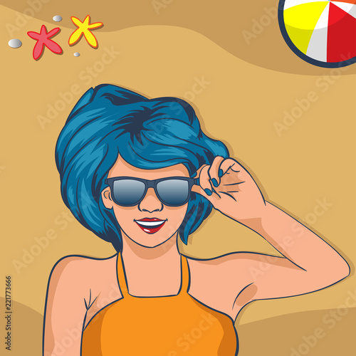 Woman with glasses illustration lay down vector