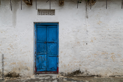old vintage door on retro wall