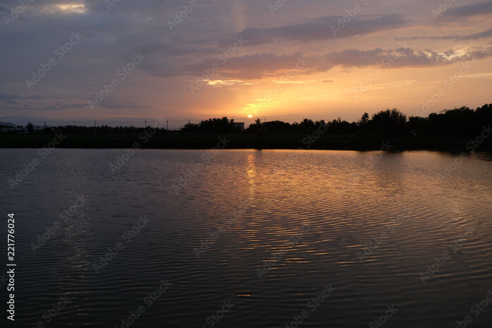 lake at the sunset