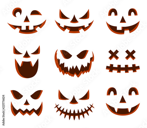 Scary Halloween pumpkin face icon