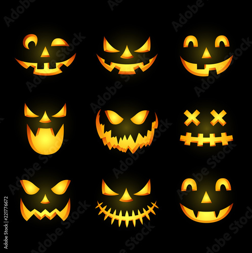 Scary Halloween pumpkin face icon