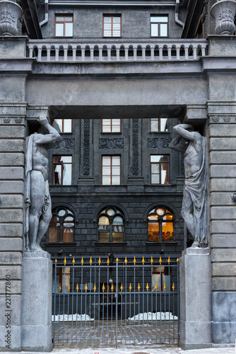 Profitable house Vege with Atlants on Kryukov Canal Embankment. Saint Petersburg, Russia photo