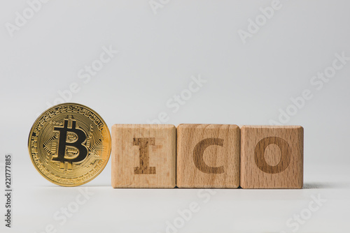 Initial coin offering and Bitcoin concept photo