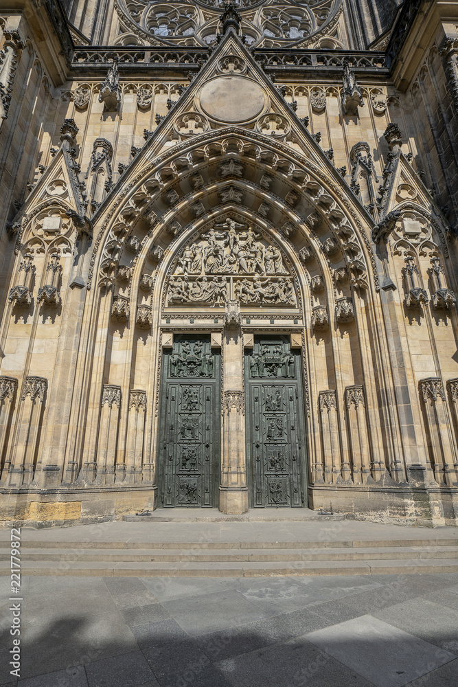 Old armored doorway. Back door to Cathedral at Hradcany.