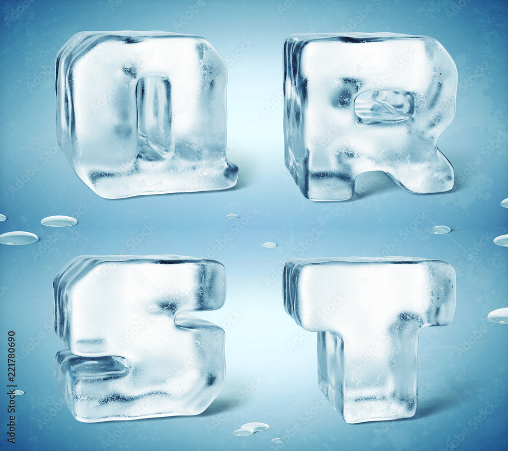 3d render of shiny frozen ice cube letters. 3d render of shiny frozen ice cube letters.