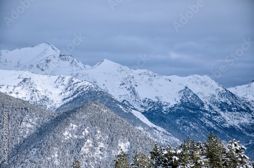 Snow covered mountain range