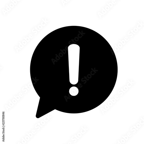 Exclamation mark. Hazard warning symbol. Danger warning attention sign in a speech bubble. Flat design style vector illustration