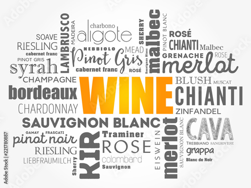WINE VARIETALS Types word cloud collage, concept background