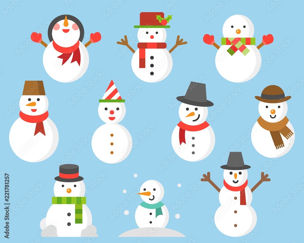 snowman icon for winter and christmas, flat design illustration vector