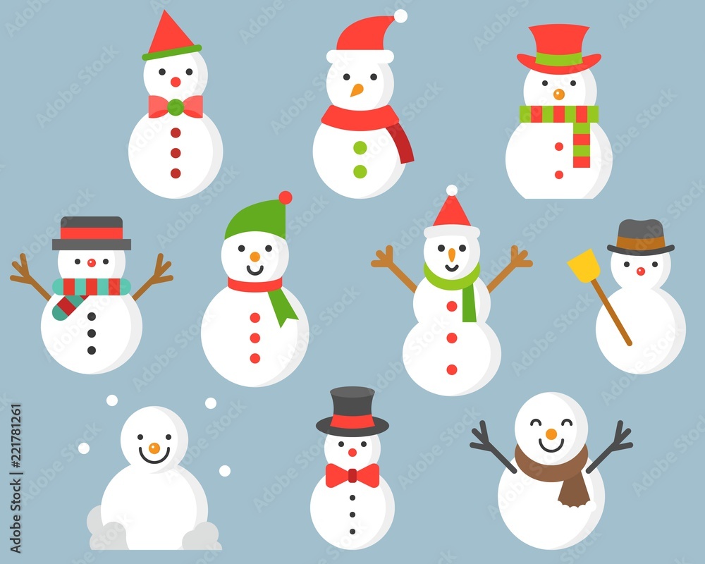 snowman icon for winter and christmas, flat design illustration vector