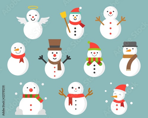 snowman icon for winter and christmas, flat design illustration vector