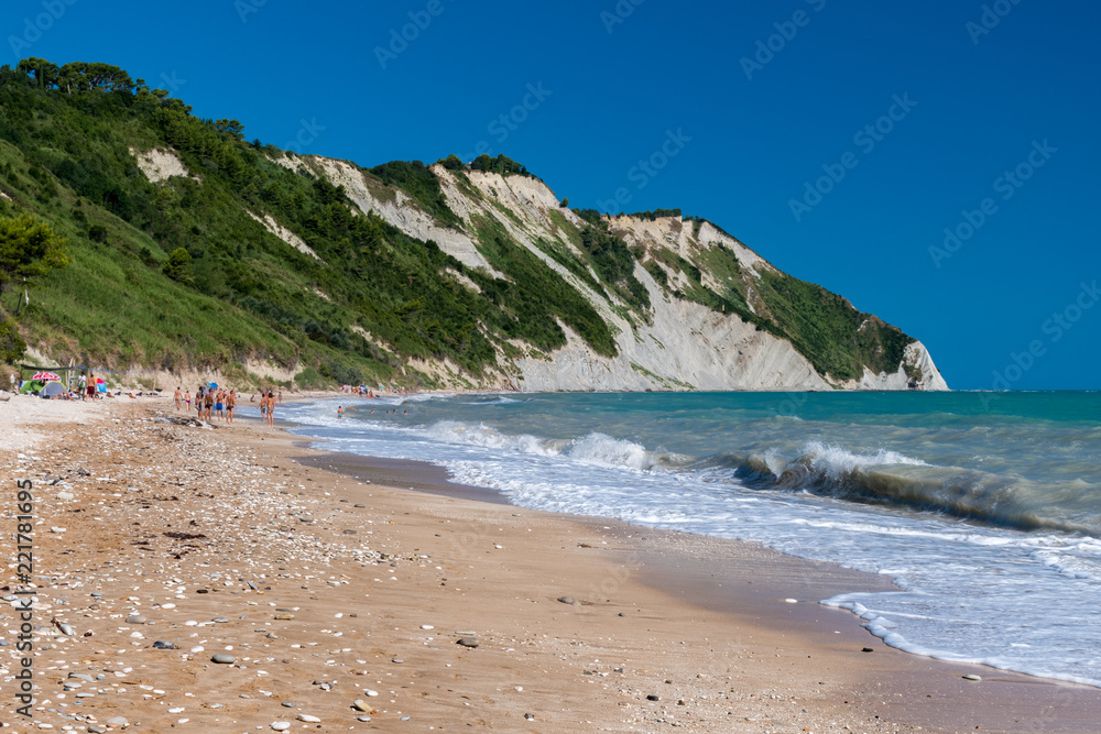 The Mezzavalle beach in the Conero area near Ancona during the summer