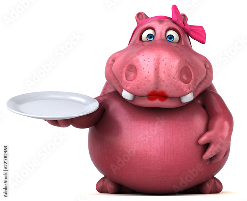 Pink Hippo - 3D Illustration