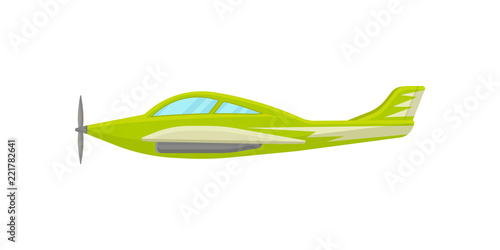 Green small plane, light aircraft vector Illustration on a white background