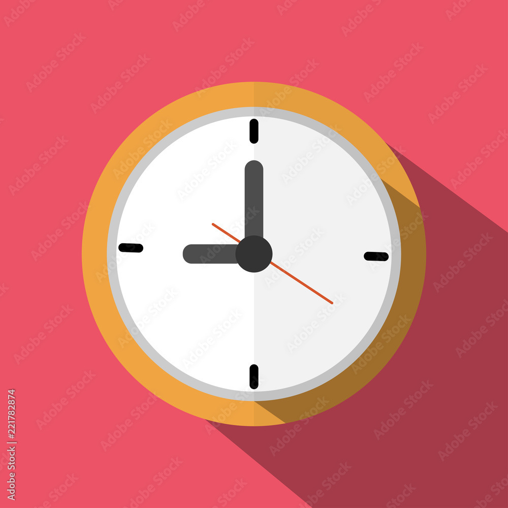 Clock icon in flat style with long shadow. Vector illustration Clock icon in flat style with long shadow. Vector illustration
