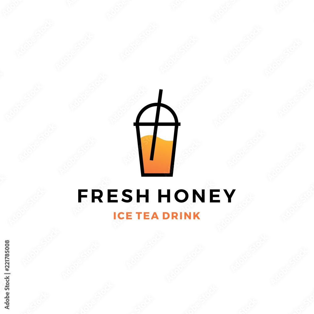 honey ice tea cup bubble drink logo vector icon label illustration honey ice tea cup bubble drink logo vector icon label illustration