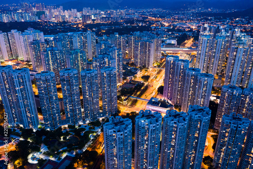 Hong Kong residential city in the evening