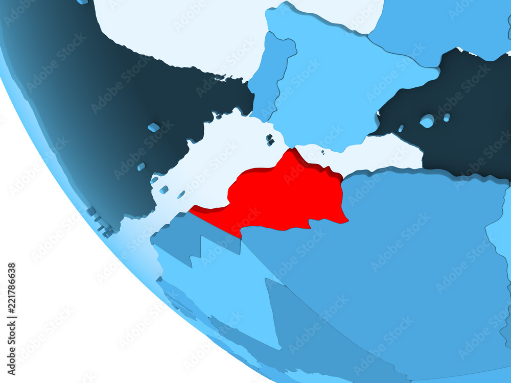 Fototapeta premium Morocco on blue political globe