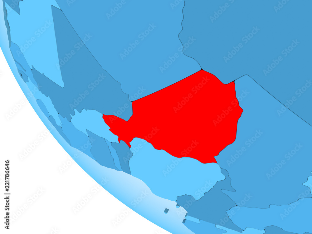 Fototapeta premium Niger on blue political globe